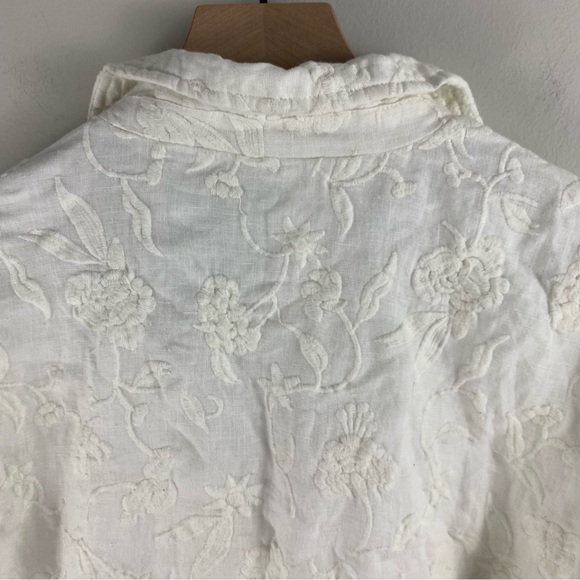 Spiegel Vintage White Embroidered Linen-Blend Blazer - Picture 9 of 14